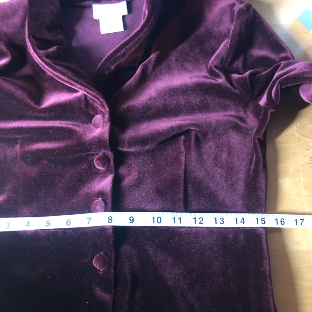 VTG Velvet Maxi Dress Womens M Burgandy Whimsigoth Dark Fairy Academia Victorian - Picture 8 of 8